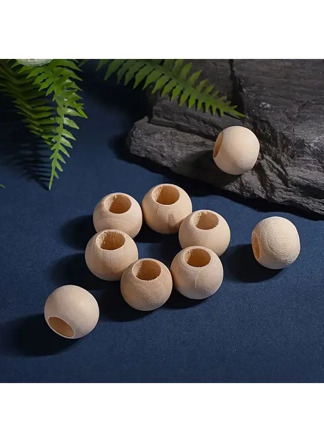 خرز خشب طبيعي 10 مم 150 قطعة ثقوب كبيرة لصنع المجوهرات والحرف اليدوية DIY وديكور المنزل - Image 3